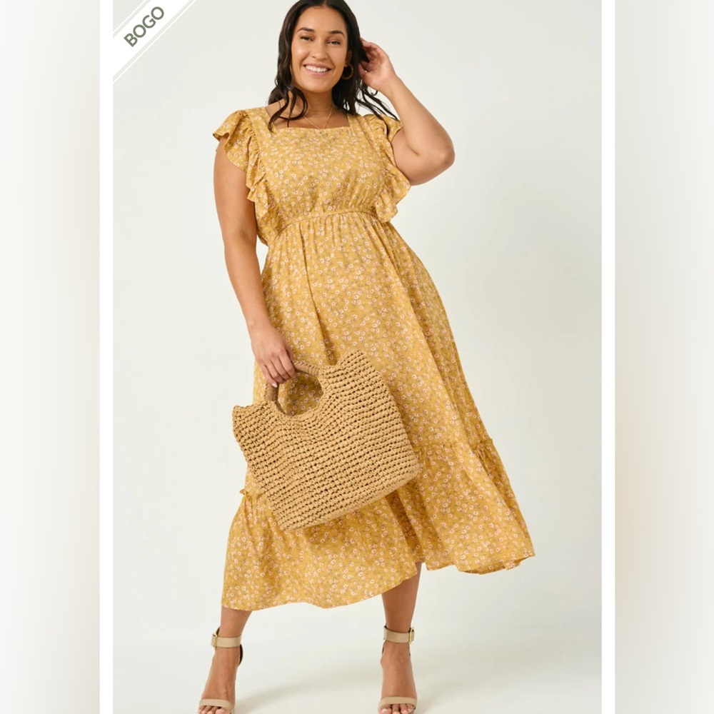 Hayden LA Button Back Ruffled Square Neck Tank Dress